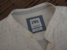 ZARA★ザラ★長袖リネンコットンシャツ★麻綿シャツ★リラックスフィット★衿スタンドカラー バンドカラー★ピン・ドット柄★袖2WAY_画像7