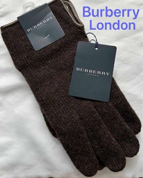 未使用タグ付き　Burberry London バーバリーロンドン　手袋　ニットグローブ　ブラウン　茶色　ノバチェック