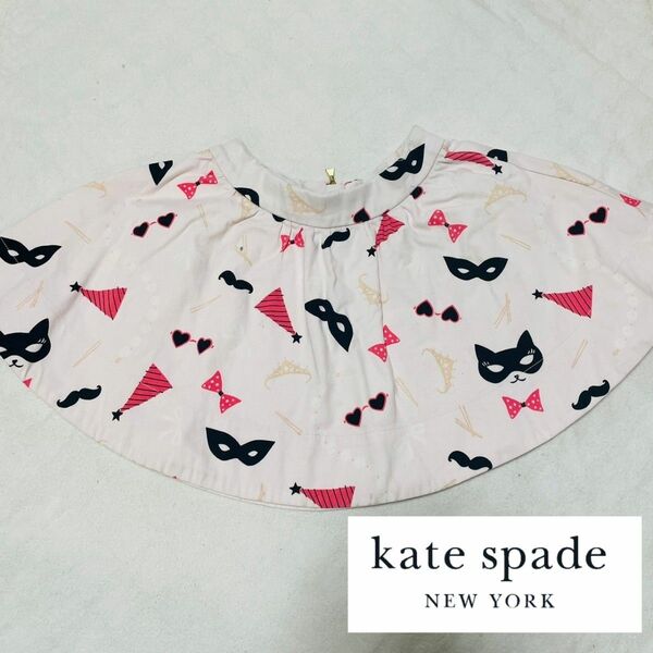 kate spade ケイトスペード スカート 92/3Y サイズ90 ネコ柄 リボン柄 ピンク 女の子 可愛い 春服