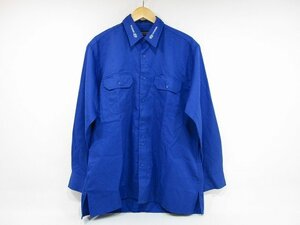 NASSAU HYUNDAI ロゴ 刺繍入り ワークシャツ ヒュンダイ 作業着 メンズ サイズ : 41/42 ブルー