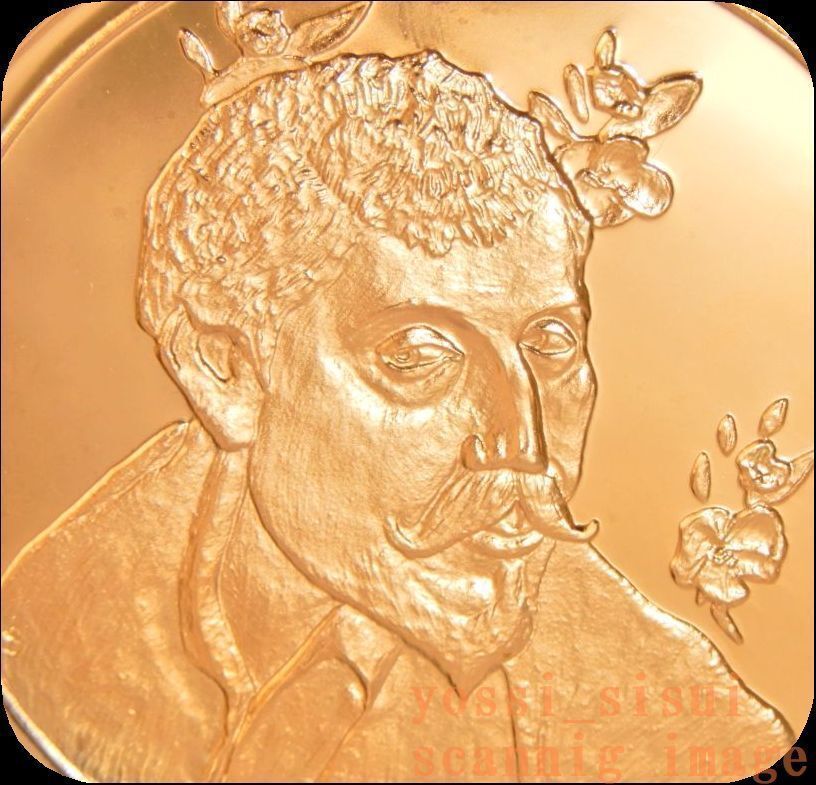 Rare édition limitée réalisée par le peintre de la Monnaie française Gauguin Peinture Autoportrait Les Misérables Relief Finition Or Pur Argent Pur Argent Médaille Pièce Insigne, Artisanat en métal, Argent, autres