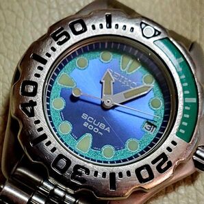 SEIKO セイコー スキューバ ダイバー デイト ブルー グリーン メンズ