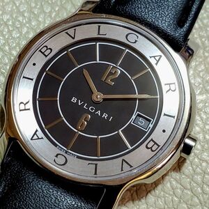 美品 BVLGARI ブルガリ ソロテンポ ST35 ブラック メンズ