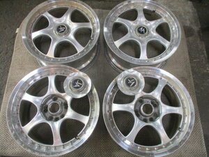 BRIDGESTON製 17x8J +37 114.3用4H/5Hマルチ センターキャップ付 ジャンクパーツ【4本セット】当時物【個人宅発送不可商品】