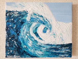 アクリル画　アート　インテリア　絵画　テクスチャーアート　海の絵　サーフィン