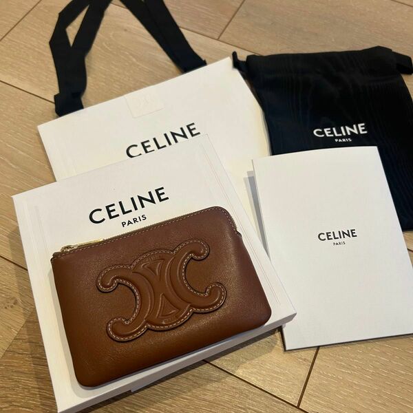 【美品】CELINEセリーヌ トリオンフ コイン&カードケース キーリング付