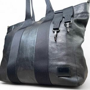 極希少 大容量 ●PORTER トートバッグ メンズ レザー ブラック 2WAY 肩掛け 斜め掛け ポーター ショルダーバッグ A4可 ビジネス 止水ジップ