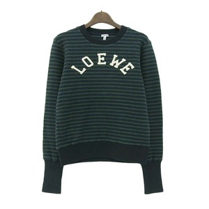  Loewe college Logo border sweatshirt H6289261CR men's green navy LOEWE used [ apparel * small articles ]