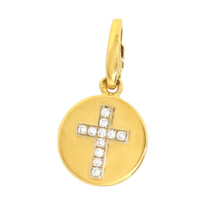  Cartier Cross medal diamond charm 750 (K18YG) unisex CARTIER used [ jewelry ]