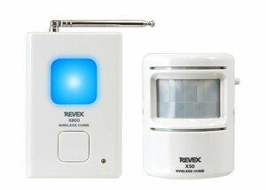 未使用品■REVEX 人感センサーチャイム 防犯 X850 (X800 X50)（送信機・受信機セット）ワイヤレス 電波飛距離100m 音16種類 かんたん設置