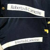 送料350円~Roberta di Camerino薄手ゴルフ長袖シャツ レディース38(M)ネイビーTシャツ素材ストレッチ濃紺×金釦ロベルタ ディ カメリーノ_画像5