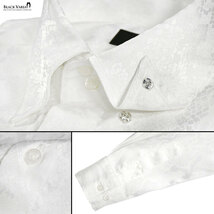 181711-wh ブラックバリア ドゥエボットーニ パイソン蛇柄 ジャガード スナップダウン ドレスシャツ メンズ(ホワイト白) L ステージ衣装_画像6