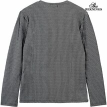 333633-90 Bernings sho Tシャツ 長袖 Vネック ストライプ柄 ジャガード シンプル ロンT mens メンズ(ブラック黒) XL カジュアル_画像6