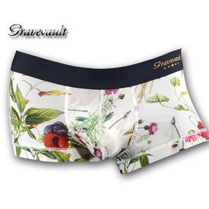 3050971-WH GaveveVault Boxer Bants Rowlize Цветочный рисунок мужские брюки, сделанные в японском нижнем белье (белый белый цвет)