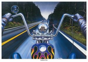 ポスター★David Mann 217『Handlebars & Rain』★ハーレー/Chopper/チョッパー/イージーライダー/パンヘッド/ショベル/ヘルズエンジェルズ