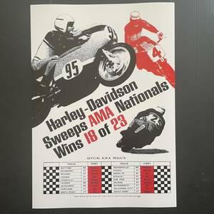 ポスター★1969年 ハーレーダビッドソン☆Harley-Davidson/AMA/フラットトラック/ダートトラック