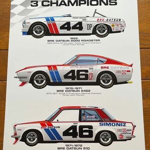 ポスター★BRE Datsun イラストポスター★ダットサン/フェアレディ2000/240Z/510ブルーバード/SCCA/ピート・ブロック/シェルビー/コブラの画像2