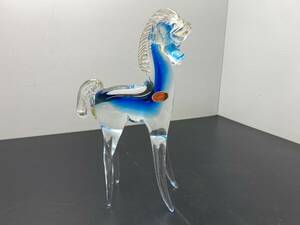 ★Murano ムラノ★イタリア製 ガラス細工 置物 馬 オブジェ【中古/現状品】