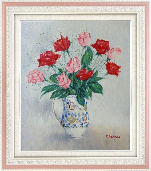 ◎Peinture à l'huile Keiko Nakano Rose (F10) ★Peinture nature morte [Nouveau], peinture, peinture à l'huile, peinture nature morte