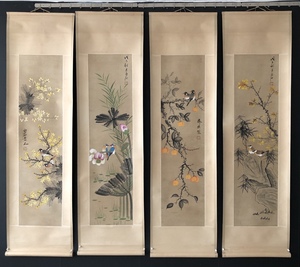 Art hand Auction Hizo Modern Modern Qi Baishi الفنان الصيني مرسومة باليد زهرة وطيور اللوحة العتيقة الفن العتيق GP0328, عمل فني, تلوين, آحرون