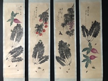 秘藏 近現代 齊白石 中國國畫家 手描き 果蔬畫 古美術 古美味 GP0328_画像2