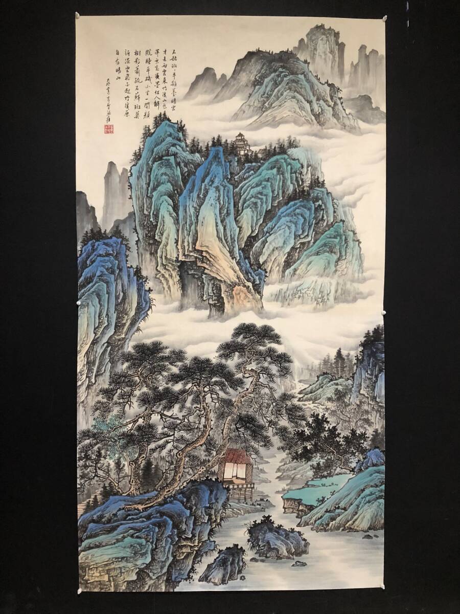 Hizo 现代现代张大千中国艺术家山水画手绘古董艺术古董 GP0325, 艺术品, 绘画, 其他的
