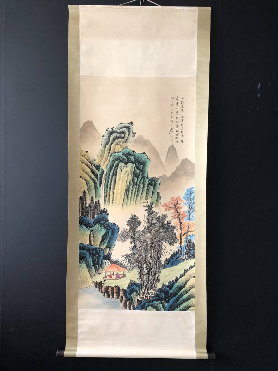 Hizo 现代现代张大千中国艺术家山水画手绘古董艺术古董 GP0330, 艺术品, 绘画, 其他的