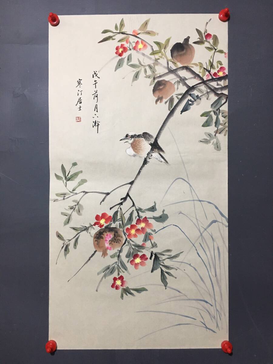 Hizo Qing Dynasty Jiang Ting Chinese Artist Flower and Bird Painting Hand Painted Antique Art Antique GP0331, artwork, painting, others