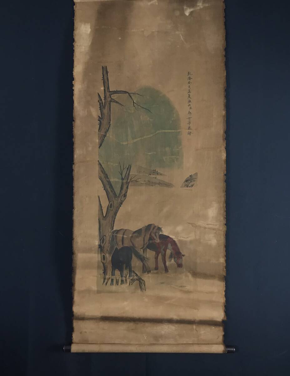 Hizo 清朝郎世宁中国艺术家手绘孙马画古董艺术古董 GP0331, 艺术品, 绘画, 其他的