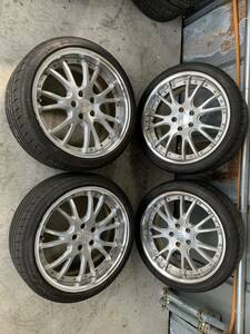 255/35R19 96Y BRIDGESTONE POTENZA S007A 18年製 6mm WORK GNOSIS 19×9.5JJ 114.3 中古タイヤ付きホイールセット