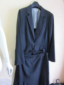  extra-large 15 number masimo plus MASSIMO PLUS setup suit jacket skirt black stripe lady's large size ta988