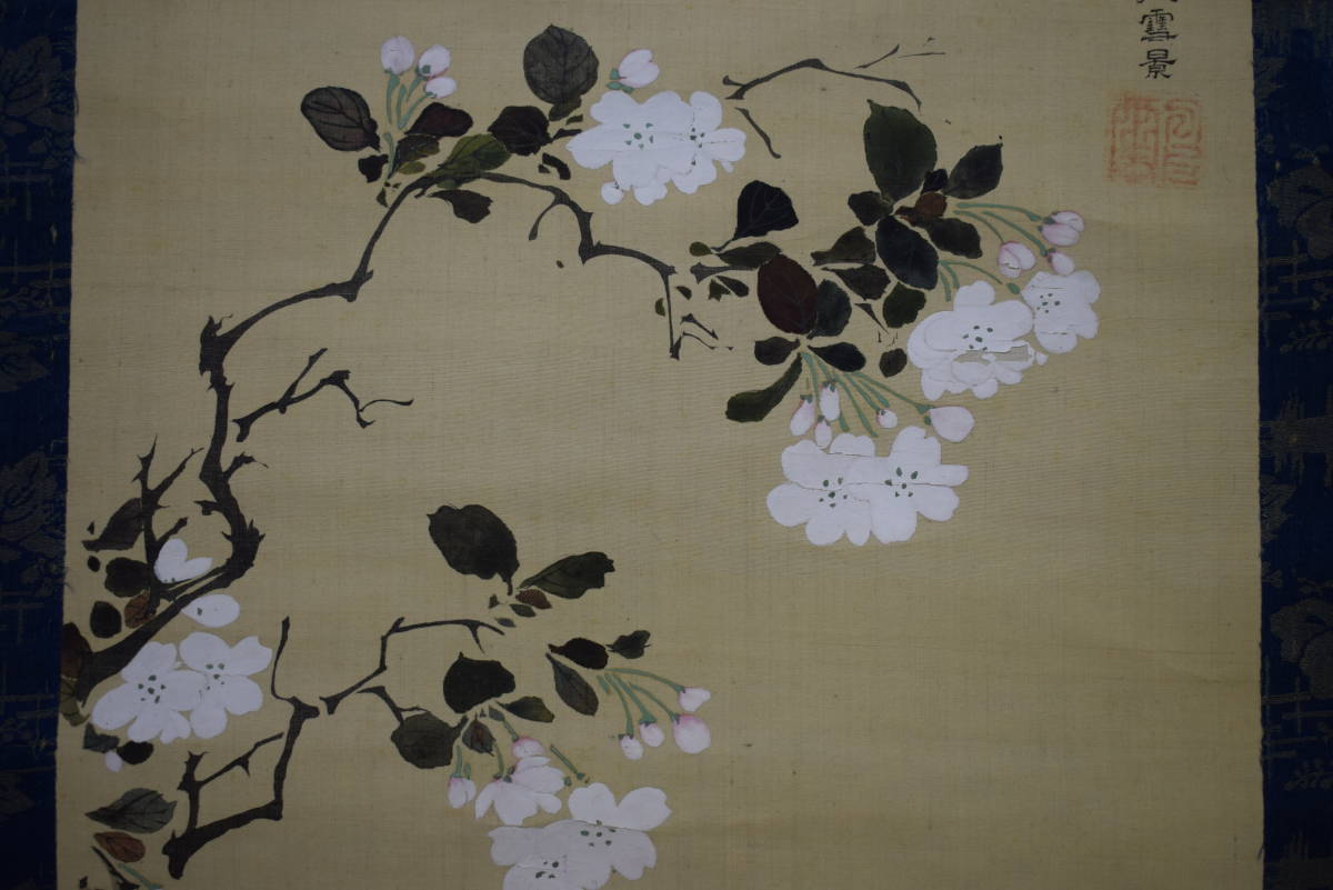 [Authentic] / The Three Yonemiya People / Seasonal Flowers / Small Birds / Hotei Hanging Scroll HG-371, Painting, Japanese painting, Flowers and Birds, Wildlife