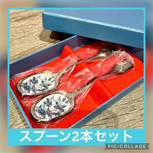 ★未使用品★シルバー カトラリーセット スプーン 2本セット 箱あり SILVER 銀製 変色有 キッチン用品 インテリア 雑貨 食器 アンティーク