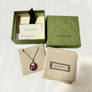 GUCCI グッチ ゴースト ダイヤ GGロゴモチーフ シルバー ネックレス アクセサリー レッド×シルバー系 保存袋・元箱付き ワインレッド 赤