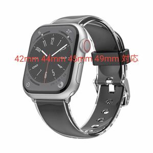 Apple watch アップルウォッチ バンド ベルト 新品 ソフトゼリー ストラップ 42 44 45 49mm対応 ブラック