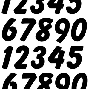 数字（ナンバー）カッティングステッカー縦５０mm黒 超極太ゴシック体(20個）＠全18色の画像2