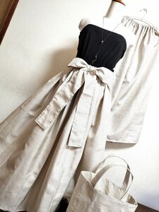 1156　着物リメイク☆大島紬ギャザースカート+ガウチョパンツ＆トートバッグ