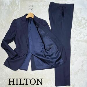 YA5-90-170cmW76 ★HILTON☆ヒルトン★オールシーズン物★美シルエット★2Bスリムスーツ【人気ネイビーヘリーボーンストライプ】総裏本切羽