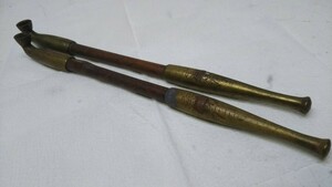 ※ 時代物 村田 煙管 キセル 真鍮 古道具 喫煙具 ヴィンテージ 二本セット