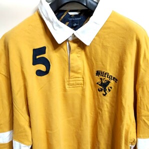 D4 トミーヒルフィガー 黄色 2XL 長袖 ラガーシャツ ポロシャツ ラグビー シャツ ビッグサイズ ビンテージ アメカジ アメリカ 古着 メンズの画像3