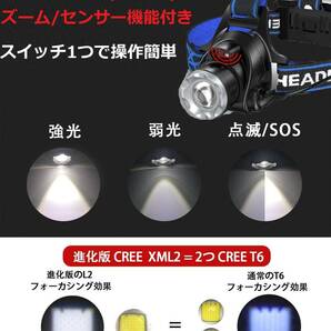新品未使用 送料０円 ヘルメット固定用クリップ４本付き ヘッドライト ヘッドランプ  LED ライト モーションセンサー機能の画像5