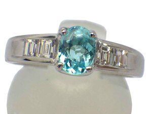 パライバトルマリン ダイヤモンドリング Pt900 4.8g 15号 GIA鑑別書付き　Paraiba Tourmaline0.521ct Dia0.38ct Ring