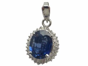 サファイア ダイヤモンド トップ Pt900 3.2g　Jewelry Sapphire2.73ct Dia0.28ct Top