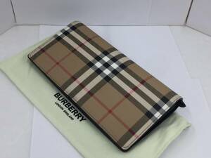 お買い得!!未使用保管品!!BURBERRY/バーバリー 二つ折り長財布 PVC×レザー 