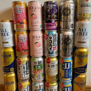 ビール(発泡酒など)、缶酎ハイ、ノンアル等350ml缶 21本、500ml缶 2本 計23本 サントリーお茶サワー先行品2本入り