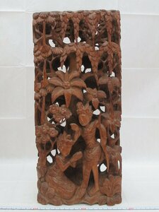 P1824 木彫 東南アジア レリーフ 置物 彫刻 オブジェ 木工芸