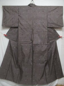 M2457 大島紬 正絹 片ス式 袷 着物 身丈158cm-裄63.5cm