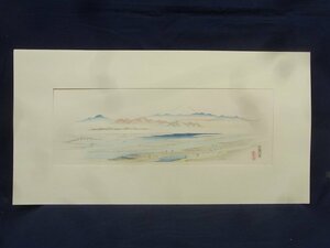 E1646 歌川広重 江戸近郊名所絵 8 「多摩川ノ里」 木版画 アダチ版 浮世絵