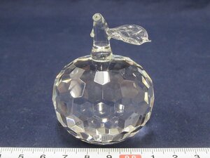P1597 クリスタルガラス リンゴ 置物 オブジェ ペーパーウエイト
