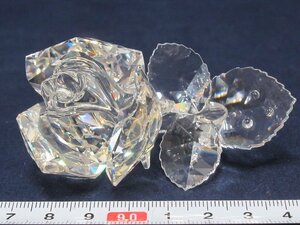 P1656 スワロフスキー クリスタルガラス バラ 置物 オブジェ
